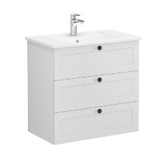 Vitra Root Classic 68919 Lavabo Dolabı, Üç Çekmeceli, 80 Cm, Mat Açık Gri, Köşeli Lavabolu